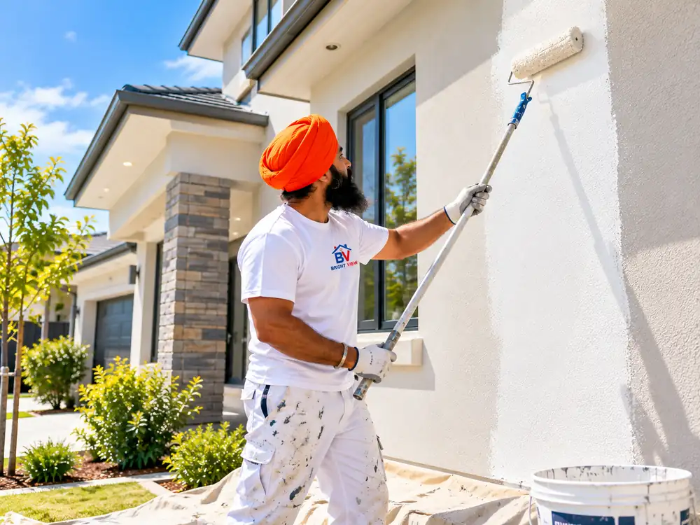 Freshly painted house exterior with weather-resistant paint finish