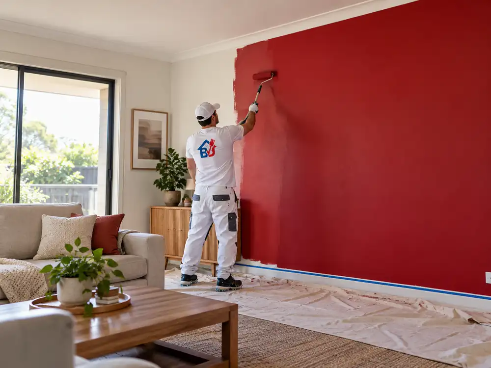Freshly painted feature wall refreshing a living room