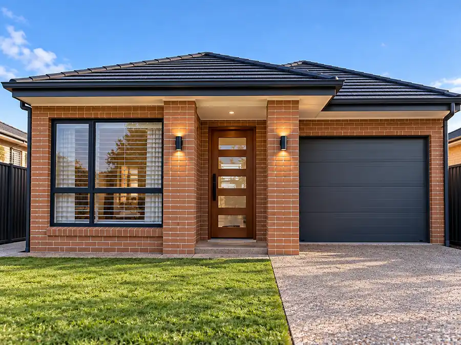 Brick home exterior refreshed with a modern tone after full prep