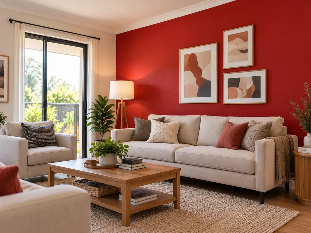 Freshly painted living room feature wall interior painting project