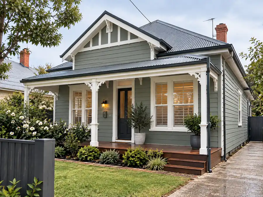 Restored and repainted weatherboard cottage exterior painting project